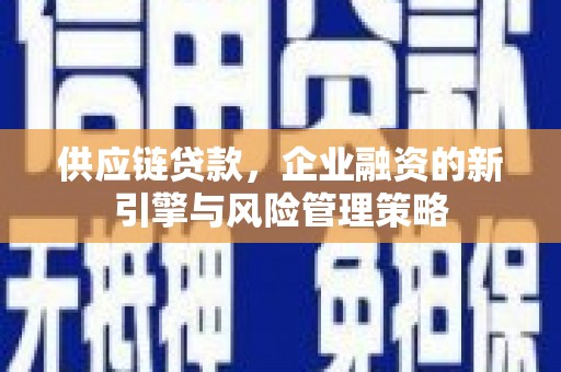 潍城供应链贷款，企业融资的新引擎与风险管理策略