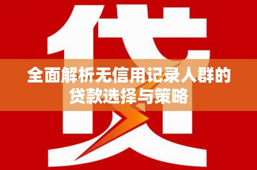 泸西全面解析无信用记录人群的贷款选择与策略